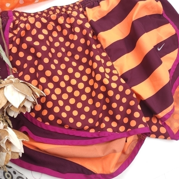 Nike Dry Fit Orange Purple Dot Stripe Women's Shorts Sz M - Picture 4 of 11